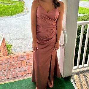 REVELRY BRIDESMAID DRESS • RORY SATIN DRESS • DESSERT ROSE • SIZE 6